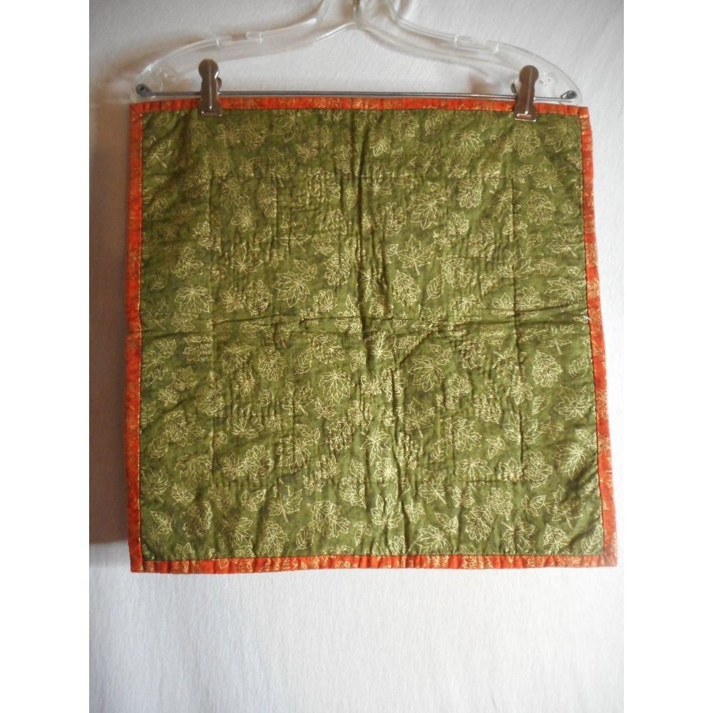 Hand quilted Fall decor wall hanging table Green orange Amish quilt Pattern - Picture 4 of 4